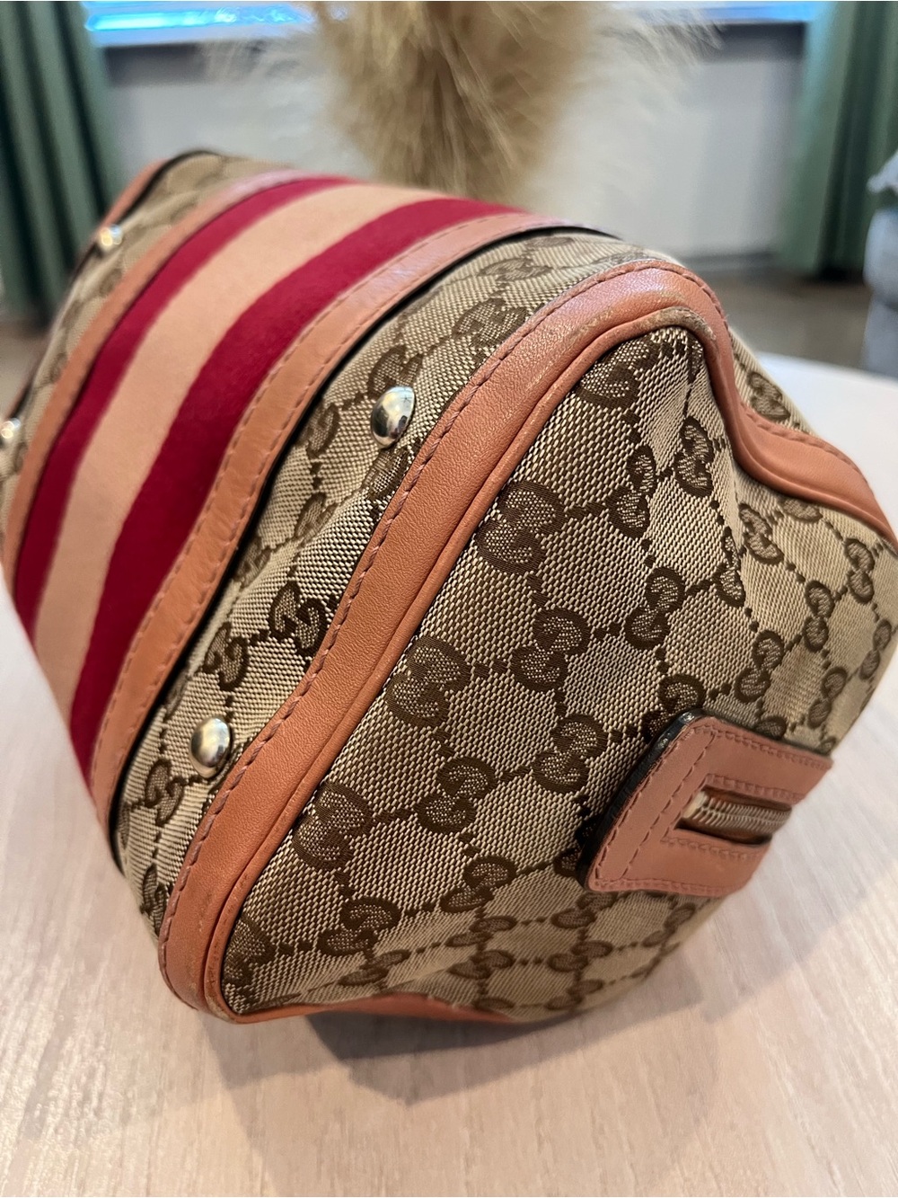 Gucci GG Canvas Boston Bag ❤️ Authenticated + Chain Strap + Dust Bag - Picture 6 of 16